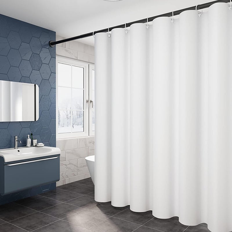 LLSCL White Fabric Shower Curtain Liner with Bottom Counterweight, Waterproof Hotel Quality, 72 x 72 Machine Washable - Image 1